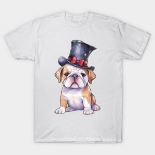 Watercolor Bulldog in Magic Hat T-Shirt